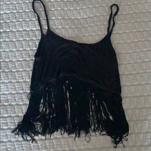 LA Hearts fringe crop top